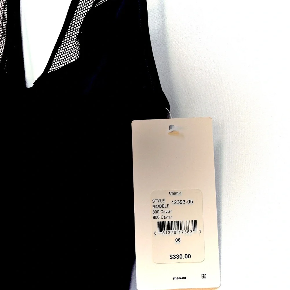 SHAN Black Plunging Neckline One Piece Swimsuit in size US6 New With Tags